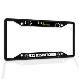 Fastasticdeals Metal Insert License Plate Frame 911 Dispatcher B Weatherproof Car Accessories Black 4 Holes Solid Insert