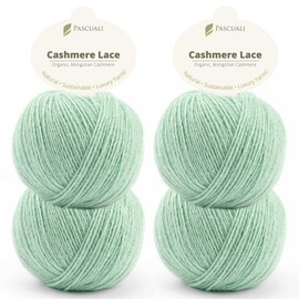 PASCUALI Organic Cashmere Lace Knitting Wool 100% Cashmere Wool for Knitting and Crocheting, Set: 4 Balls - 100 g - Colour: Caribbean 48