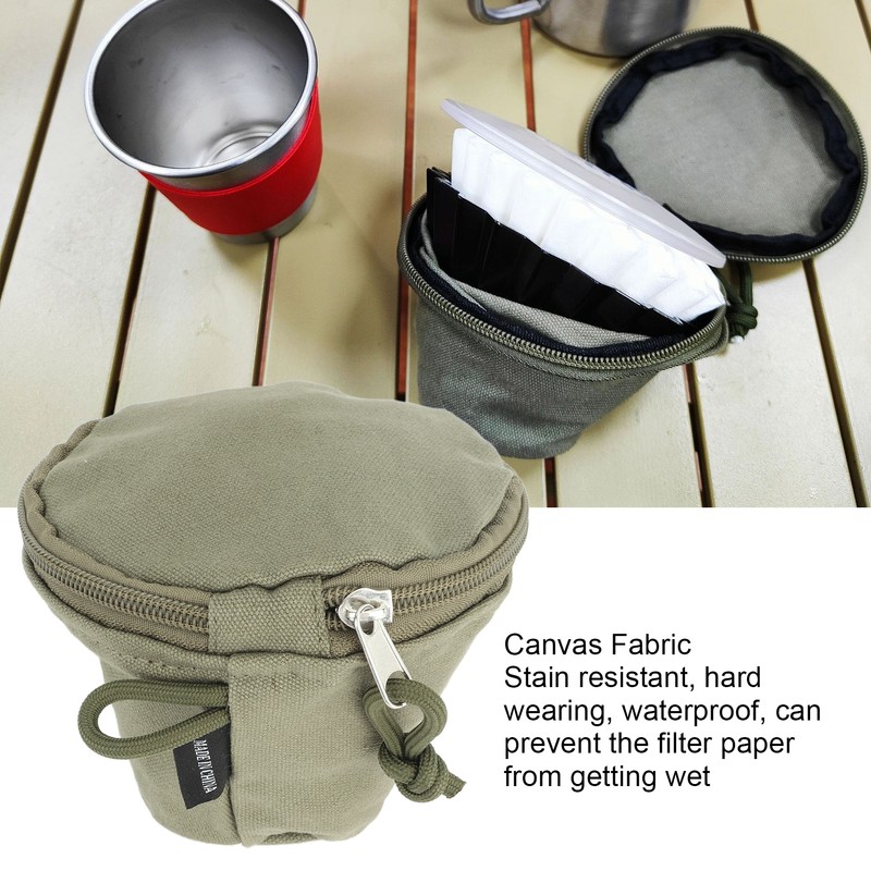 Coffee Filter Storage Bag Reusable Waterproof Canvas Portable Coffee Cone