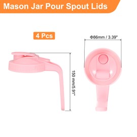 sourcing map 4 Pcs Mason Jar Pour Spout Lids with Handle 86mm Wide Mouth Flip Cap Airtight Pour Lids Seal Leak-proof Cover for Drinking Canning Jars Pouring Leak-proof, Pink(150mm Height)