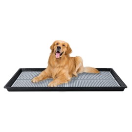 HQ4us Dog Pee Pad Holder Tray with Grate 45”×34”, Large Dog Litter Box Toilet, Puppy Pee Pad Holder, Less Mess, Dog Potty Indoor Outdoor for Balcony