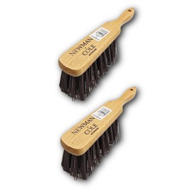 Newman and Cole Natural Wooden Hand Brushes - Choose from Hard Stiff Bristle Brush or Soft Brush with Natural or Synthetic Bristles (2 x Hard Synthetic Bristle Hand Brush)