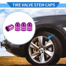 VekAuto 4 Pcs Tire Valve Stem Caps, 17x11MM Car Wheel Valve Cap Universal for Car Bike Motorcycle Anti Crash Aluminum Alloy Purple Tyre Valve Stem Cover Valve Dust Cap Tire Valve Cap