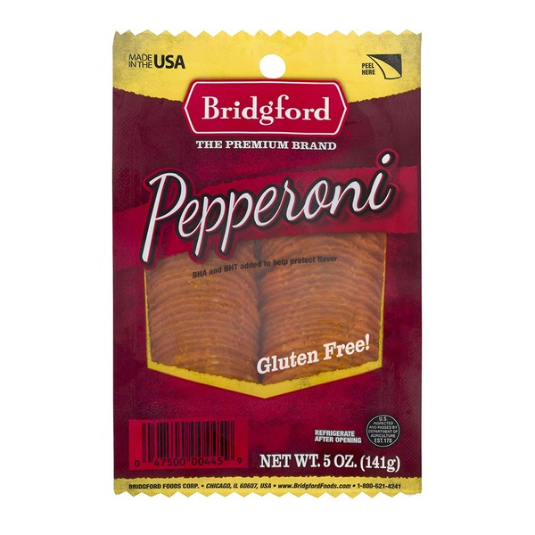 Bridgford Sliced Pepperoni, Gluten Free, Made in the USA, 5 Oz, Pack of 3