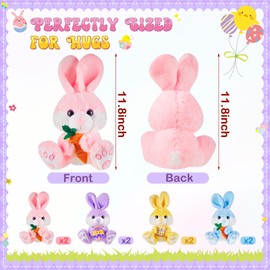 Shappy 8 Pcs 12 Inch Easter Bunny Stuffed Animal Cute Plush Bear Rabbit Holding Easter Eggs Furry Bear Bunny Plush Doll Gift Happy Easter Basket Stuffers for Easter Birthday Gift