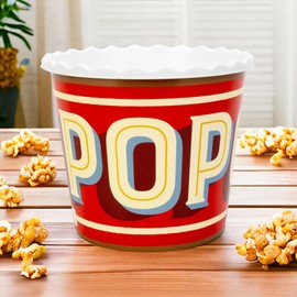 ONONEXPRESS Modern Style Reusable Plastic Popcorn Box/Popcorn Containers/Popcorn Bowls Set for Movie Theater Night - (BPA Free - 4 Pack - 75 oz) (Popcorn Mix E)
