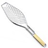 grill fish grilling rack for grill grilling basket bbq grill basket rolling grilling baskets for outdoor grilling Folding Fish Grill Basket Stainless Steel Fish Grilling Basket Portable Grill Basket with Wooden HandleNon Stick Barbecue BBQ Grill Basket f