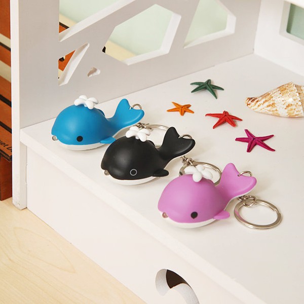 Sound + Flash whale keychain/bag ring car keyring / 사운드