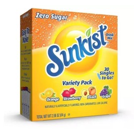 Sunkist Soda Variety Pack, Singles To Go Orange, Strawberry, Grape and Peach