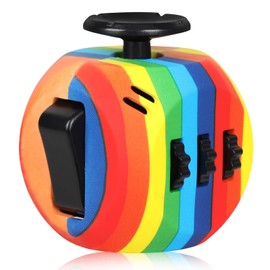 QOOLBUY Premium Fidget Cube,Stress and Anxiety Pressure Relieving Toy,Sensory Fidget Toys for Children and Adults with Autism ADD OCD ADHD (Rainbow Color)