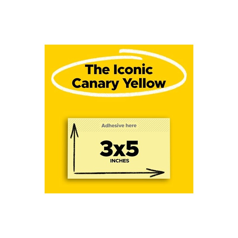 3M Post-it Super Sticky Canary Pads-Super Sticky Pads, 90 Sheets/PD,