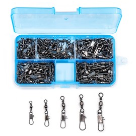 9KM DWLIFE 100Pcs fishing swivels and clips Snap Swivel sea fishing tackle quick change swivels fishing Rolling Swivels Clips Connector for Fishing Hook to Line Connectorsfor Saltwater Freshwater