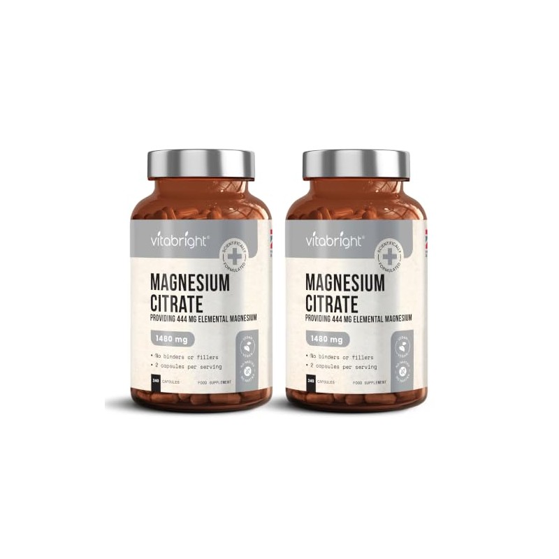 Magnesium Citrate Capsules 1480mg | 444mg Elemental | 4 Months