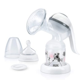 NUK Jolie Handmilchpumpe, mit weichem Silikonkissen und ergonomischem Pumphebel, hohe Abpumpleistung, BPA frei, 1 Stück (1er Pack)