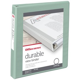 Office Depot® Brand 3-Ring Durable View Binder, 1" Round Rings, Sage