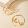 Gold Pated Large Circle Hoop Earrings with Shine Script, Lightweight