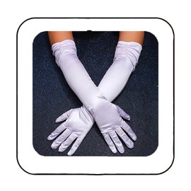 Latious Long Satin Gloves White Elbow Length Gloves Pearl Opera Gloves for Women (White)