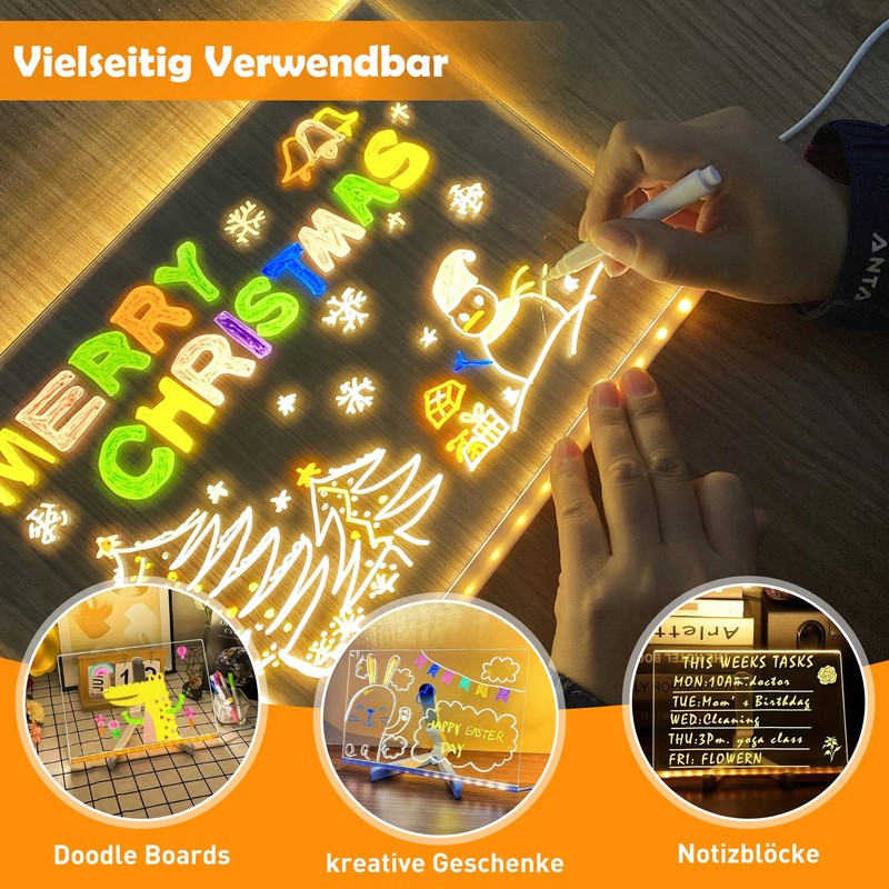 LED Note Board, Night Light, Note Board with 7 Colours,