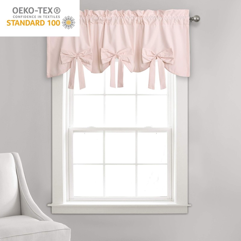 Lush Decor, Blush Melody Bow Window Curtain Valance, 18" x