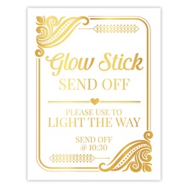Glow Stick Wedding Send Off Sign, Choose Your Foil Color and Unframed Print Poster Light The Way for The Newlyweds Wedding Decor Gold Foil Reception Decoration