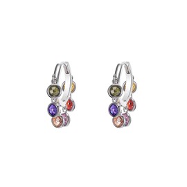 Crystal Dangle Hoop Earring for Women, Hypoallergenic Silver Plated and Rose Gold Earrings with Colorful Zirconia