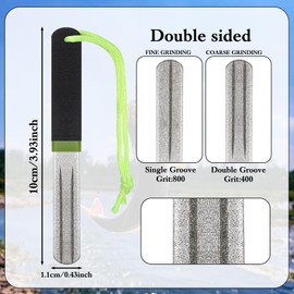 QfwdfcTrenz 2-Piece Fish Hook Sharpeners Set, Double Sided Diamond File, Fine and Medium Grit, Portable Grinding Tool