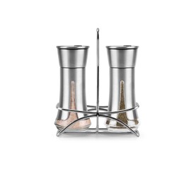 Aelga Salt and Pepper Shakers with Holder, Salt Shaker for the Kitchen with Adjustable Pour Holes for Himalayan, Kosher, and Sea Salts