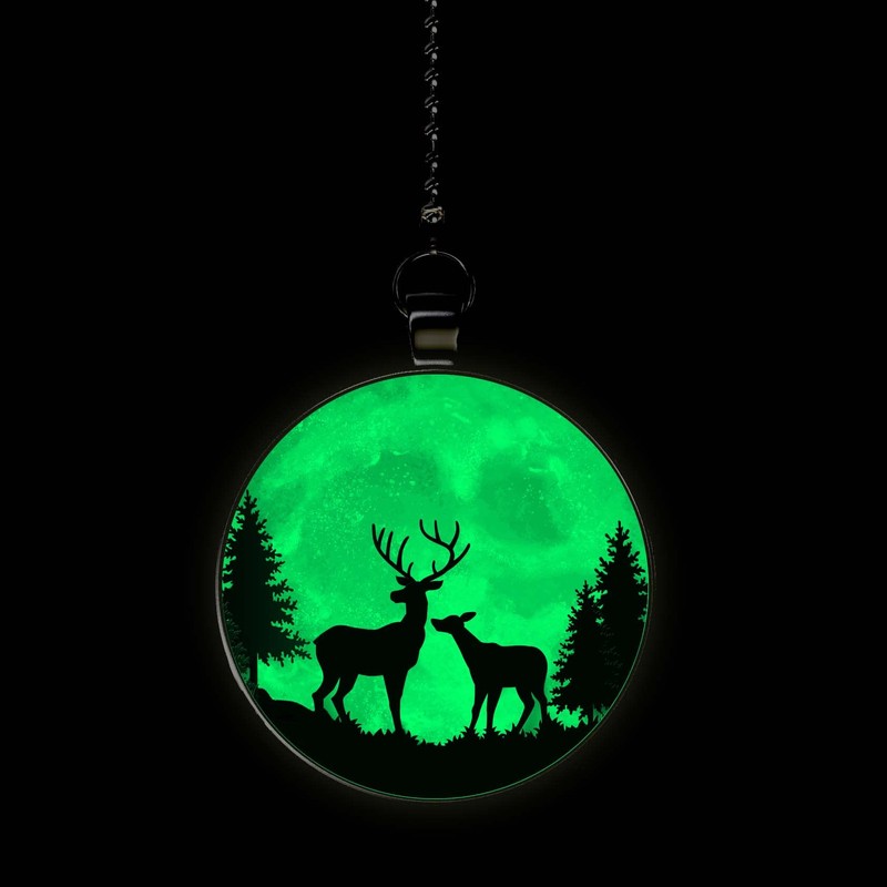 Gotham Decor Buck and Doe Deer Evergreen Forest Glow in