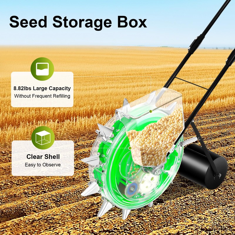 Manual Garden Seeder Hand-Push Roller Seeding Fertilizer Applicator Peanut Planter