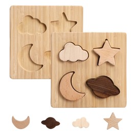Montessori Wooden Puzzle for Baby & Children from 1 Year Made of Natural Wood with Space Motifs - Wooden Toy Educational as a Gift - Children's Toy Puzzle Plug-In Game Sustainable BPA-Free Non-Toxic