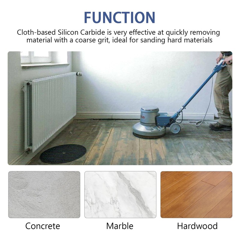 HUAALIUCHE Floor Sanding Disc Cloth-Backed Silicon Carbide，17" x 2" Holes