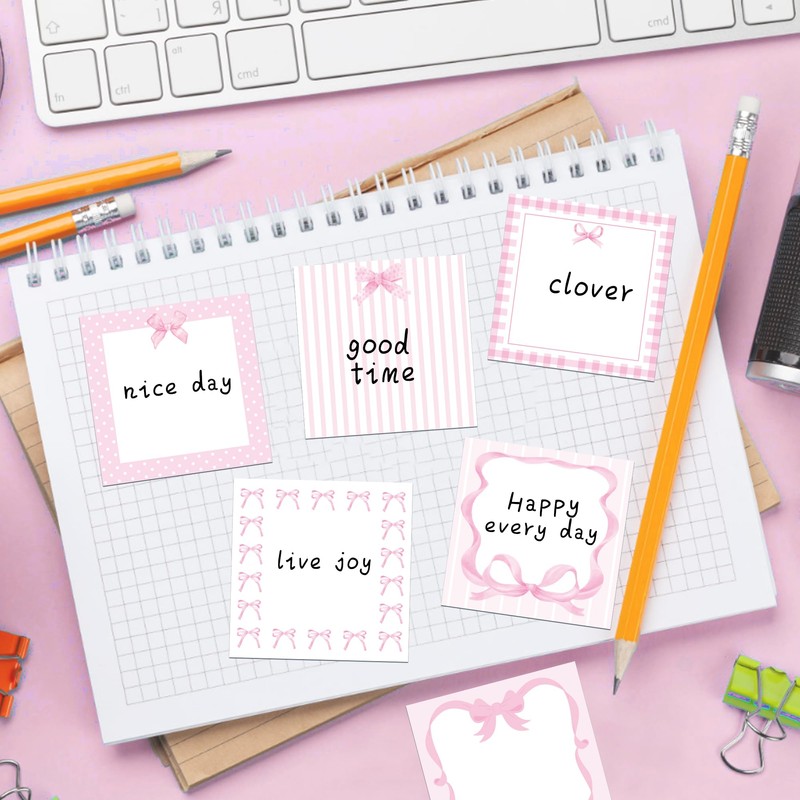 Pink Bow Pattern Sticky Notes 240pcs Adhesive Sticky Stickers DIY