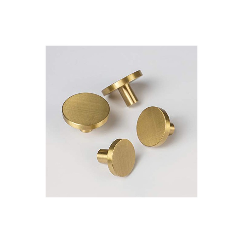 Modern Brushed Brass Gold Round Cabinet Kitchen Knobs Dresser Drawer