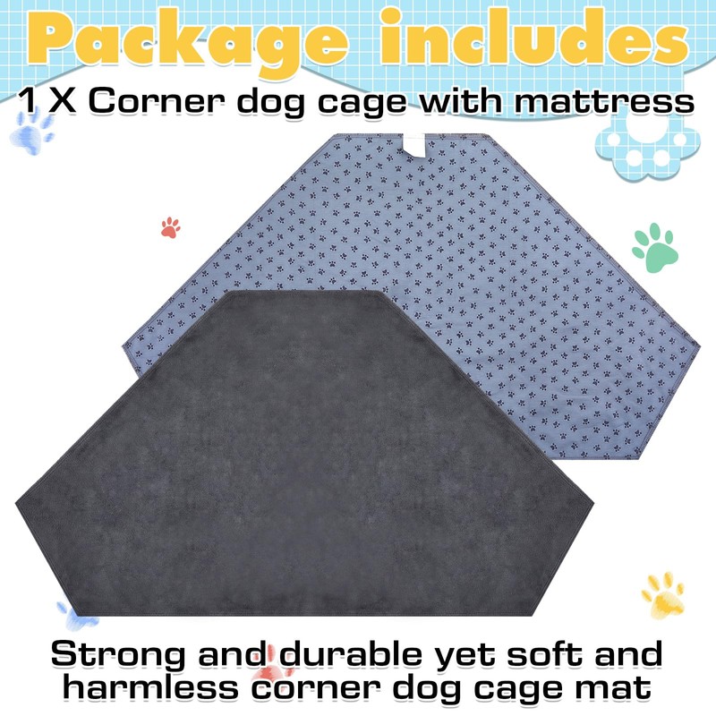 Fanfanwin 42.5 Inch Corner Dog Crate Mat Pad Washable Dog