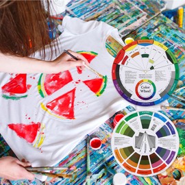 AOZUO Colour Circle, Dictionary of Colour Combinations, Colour Wheel Learning Guide for Creative Colour Mixing Palette, Rotating Mixing, Colour Chart, Art Lessons, Teaching Aid, Colour Learning,