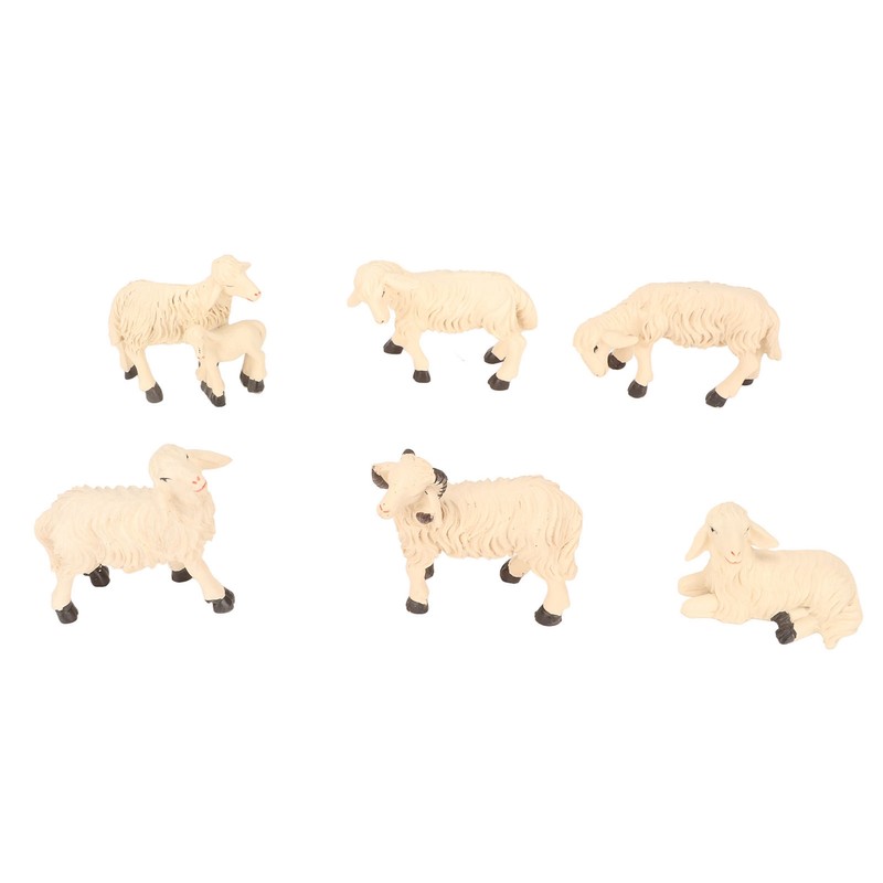 6Pcs Miniature Sheep Figurine Durable Resin Hand Painted UV Protection