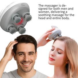 cosycare Multi-Functional Electric Scalp and Body Massager, Portable, Rechargeable with 3 Speed Modes and 4 Silicone Massage Heads for Relaxation, and Hair Growth