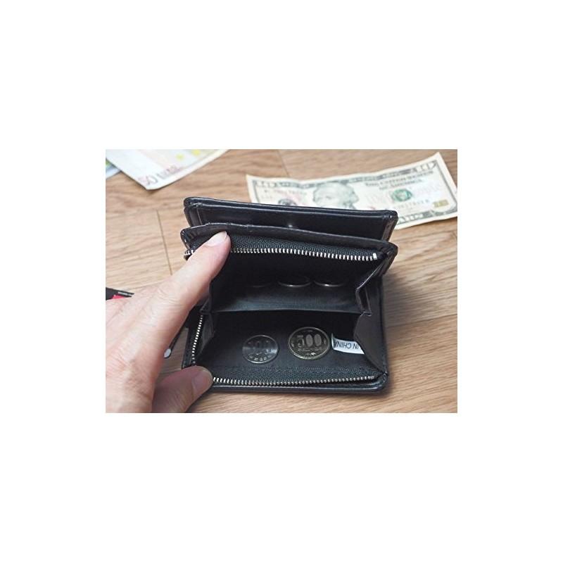 Bad Boy Bi-fold Wallet with L-Shaped Zipper Coin Case, Black