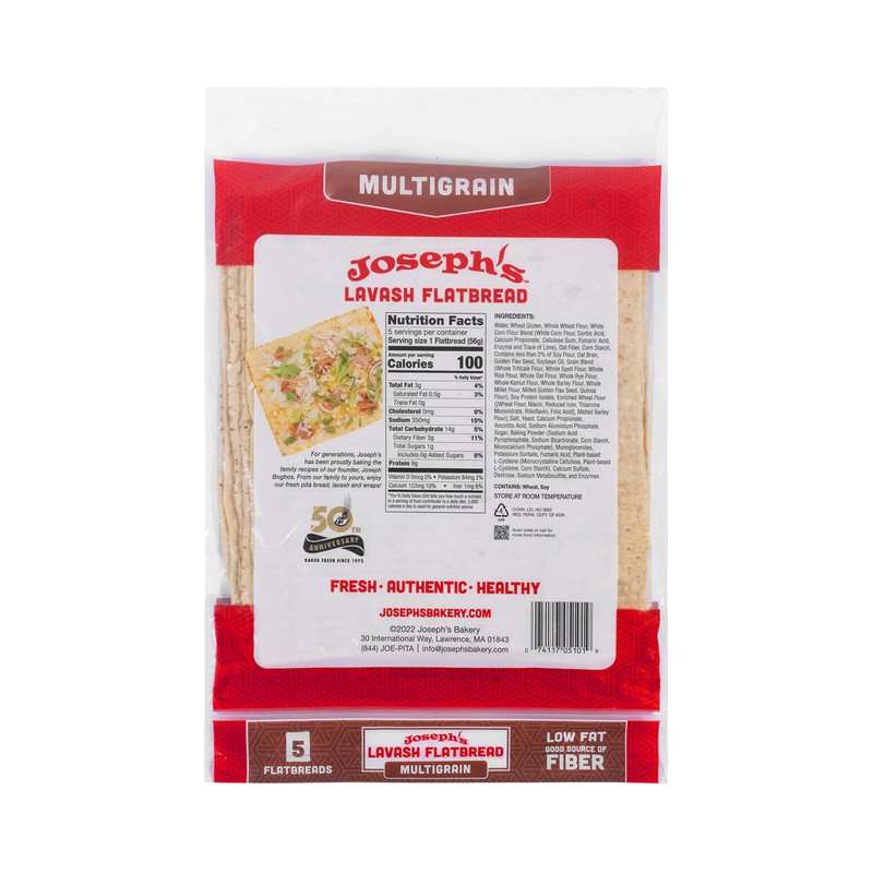 Joseph's Lavash Bread Value 3-Pack, Multigrain, Reduced Carb, Low Fat