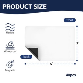 SEPTCITY Dry Erase Magnets, 40PCS 3"x5" White Board Magnetic Labels Name Tags Reusable for Classroom Home Office Garage and Refrigerator