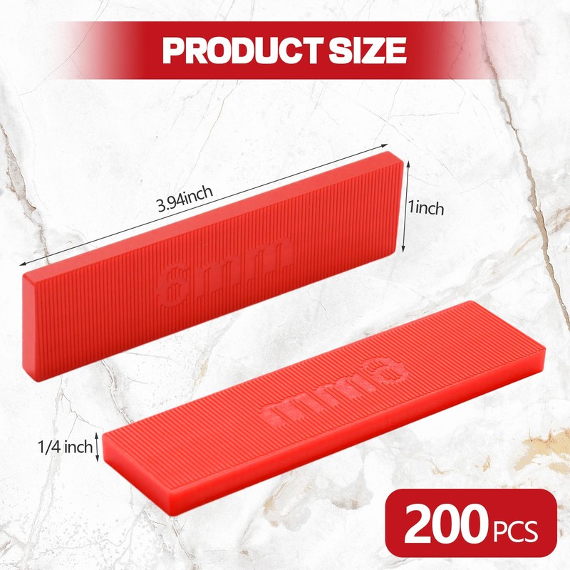 Geelin 200 Pcs 1/4 Inch Plastic Shims Flat Structural Tile