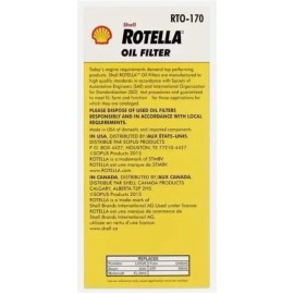 Shell Rotella Oil Filter RTO-170, Replaces: Fram CH9549, STP S9549, Bosch 3540