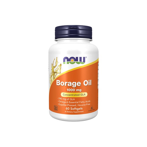 NOW Supplements, Borage Oil 1000 mg with 240mg of GLA (Gamma Linolenic Acid), 60 Softgels