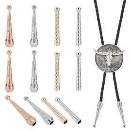 CRAFTYMELODY 4 Style Bolo Tie Tips 8Pcs 2 Inch Long Bolo Tie End Cap Buckle Replacement 5mm Inner Diameter Metal Bolo Tie Supplies Findings Accessories for DIY Crafts Necklace Clothes Jewelry Decor