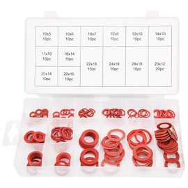 Jadeshay O-Sealing Ring, Sealing Rings Set, Red Steel Paper Fibre Washer Kit, Insulation Washer, Assorted Set with Box, 150 Pieces, 14 Sizes