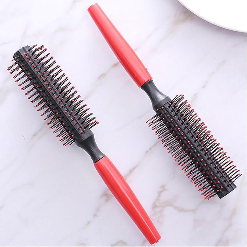 Professional Quiff Roller Round Hair Brush with Red Rubber Grip