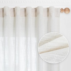MYSKY HOME Cortinas Cortas para Dormitorio Ventanas Pequeñas, Cortinas Transparentes Filtradoras de Luz Decoración Boho Estilo Country Juego de Paneles para Cocina y Baño, Persiana de Privacidad