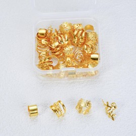 Yamel Gold Hair Cuffs Hair Jewelry for Braids Accessories 40 Pieces Adjustable Metal Hair Rings Non-Piercing Ear Clips Gold Hair Accessories for Women and Girls