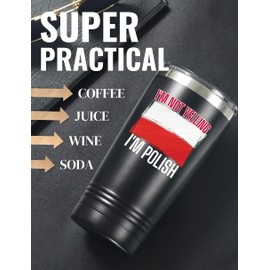 Onebttl Poland Gifts, Funny Polish Tubmler for Women Men, I'm Not Yelling, I'm Polish, 20oz Stainless Steel Insulated Tumbler, Perfect for Birthday & Christmas