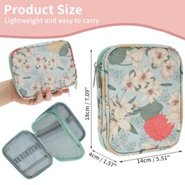 CAPASTEC Crochet Hook Case, Knitting Needle Case, Zipper Storage Bag with Mesh Pockets for Various Crochet Hooks Knitting Accessories, Blue Green